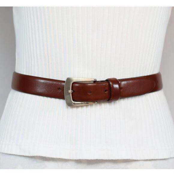 Kenneth Cole Belt 30 Waist Cinnamon Brown Handcrafted Italian Leather - Picture 1 of 12